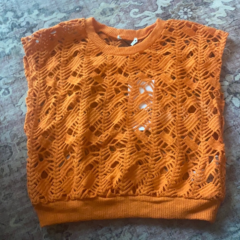 Zara orange crochet top